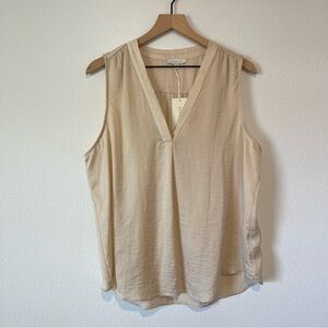 NWT Alex & Lili Tank Shell Womens Large Tan Beige Silky Sleeveless Work Office
